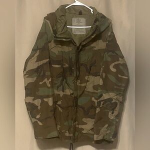 Vintage US Military Cold Weather Parka Camouflage with hood men - Large/Regular